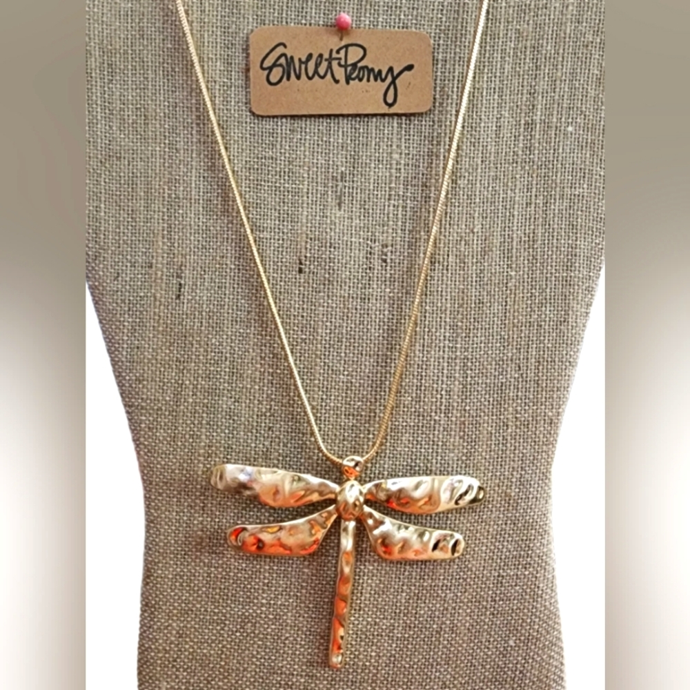 Golden Dragon Fly Statement Necklace